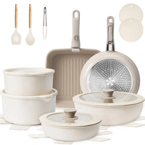 KIKCOIN 22-Piece Non-Stick Cookware Set – Khaki, Oven & Dishwasher Safe