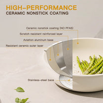 Astercook 21-Piece Ceramic Cookware Set – Elegant, Non-Stick & Smart
