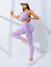 Seamless High-Waist Yoga Set – Workout Leggings & Crop Top for Women